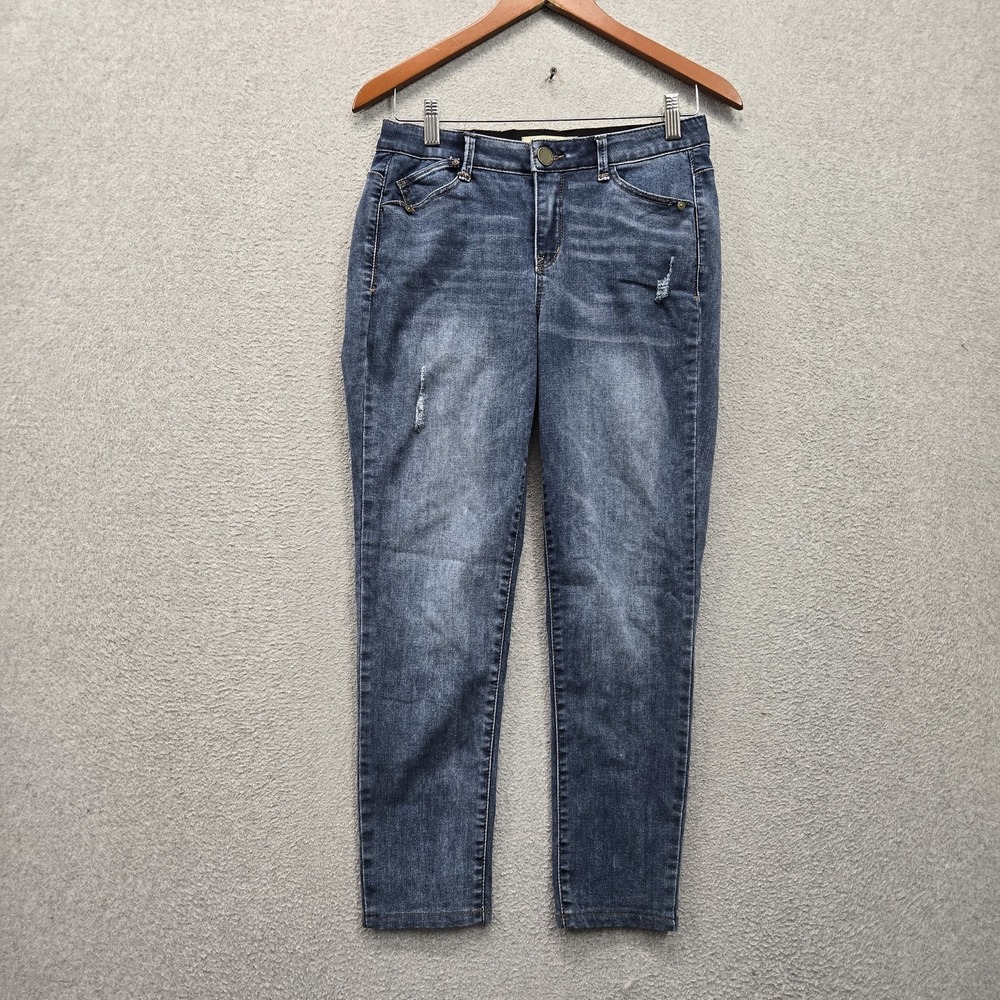 Democracy Women Jeans 4 Blue Denim Ab Technology Skinny Distressed 26" Inseam